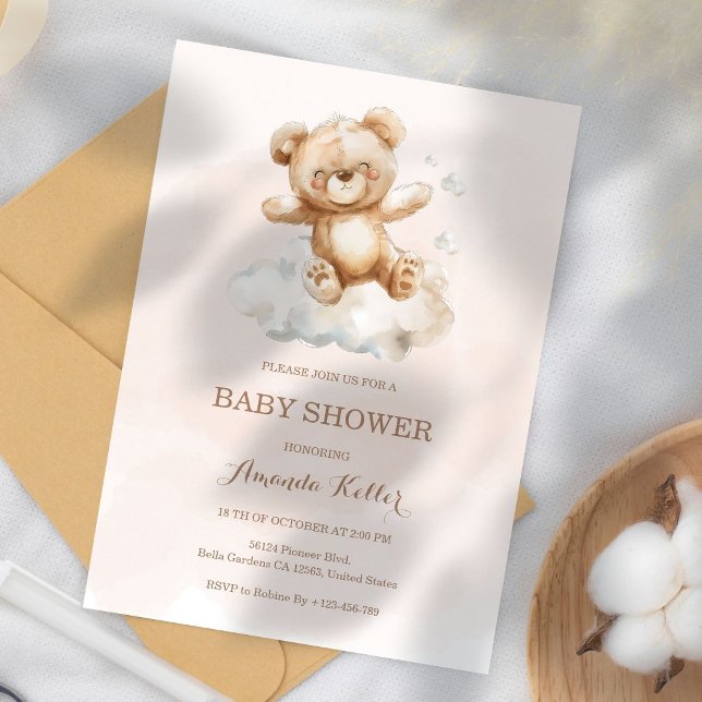 Niedliche Bear Baby Dusche Einladung (Von Creator hochgeladen)