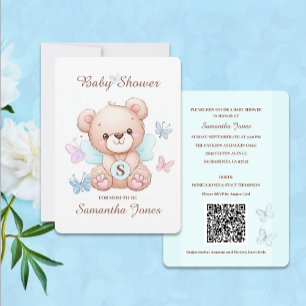 Niedliche Bear Baby Dusche Einladung mit QR Code