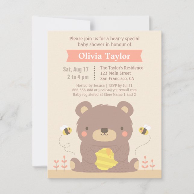 Niedliche Bear Baby Shower Einladungen (Vorderseite)