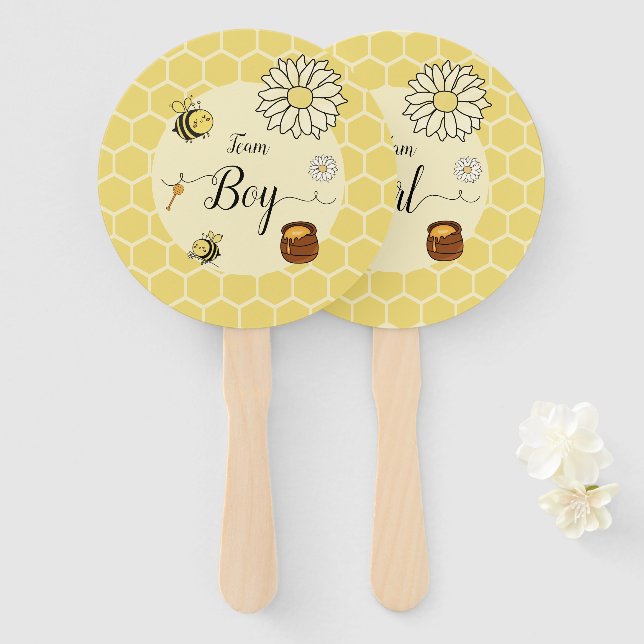 Niedliche Bee & Sweet Honey Baby Shower Gender Rev Fächer (Vorne und Hinten)