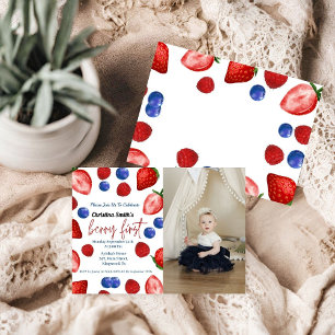 Niedliche Beerengeburtstagsfeier, erste Geburtstag Einladung