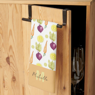 Niedliche Beets Lemon and Carroons Wasserfarbmuste Geschirrtuch