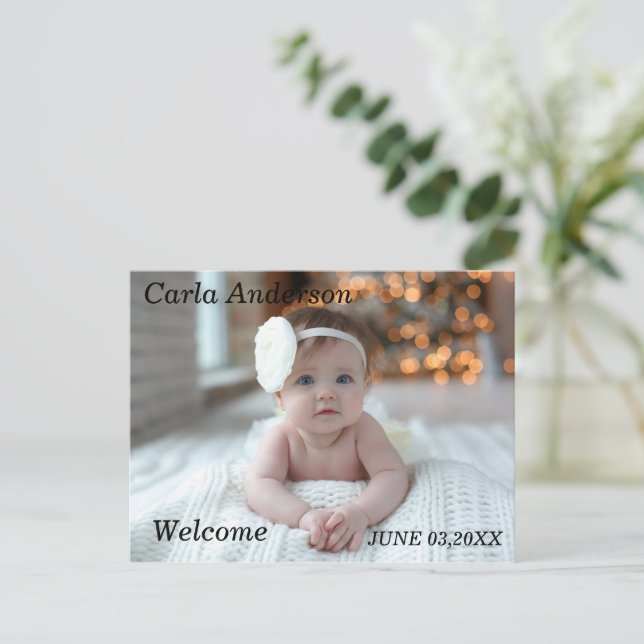 Niedliche Begrüßung Neuer Baby Foto Ankündigung (Stehend Vorderseite)