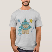 Niedliche Beige Katze in Haikostüme Aqua Sea T - S