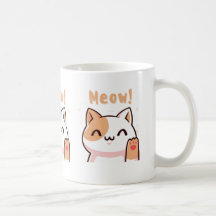Niedliche Beige Katze mit Meow Text Illustration-T