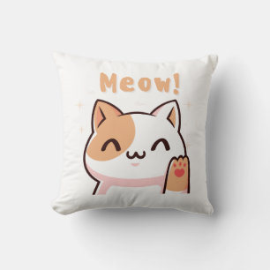 Niedliche Beige Katze mit Untertextsymbole Kissen