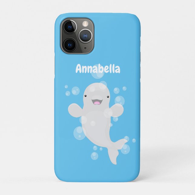 Niedliche Beluga-Wal-Blasen Cartoon-Abbildung Case-Mate iPhone Hülle (Rückseite)