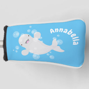 Niedliche Beluga-Wal-Blasen Cartoon-Abbildung Golf Headcover
