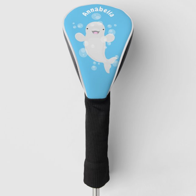 Niedliche Beluga-Wal-Blasen Cartoon-Abbildung Golf Headcover (Vorderseite)