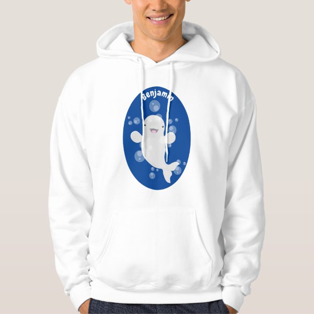 Niedliche Beluga-Wal-Blasen Cartoon-Abbildung Hoodie (Vorderseite)