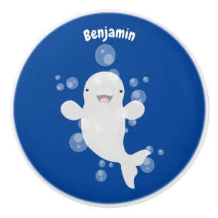 Niedliche Beluga-Wal-Blasen Cartoon-Abbildung Keramikknauf