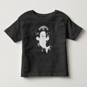 Niedliche Beluga-Wal-Blasen Cartoon-Abbildung Kleinkind T-shirt