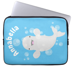 Niedliche Beluga-Wal-Blasen Cartoon-Abbildung Laptopschutzhülle