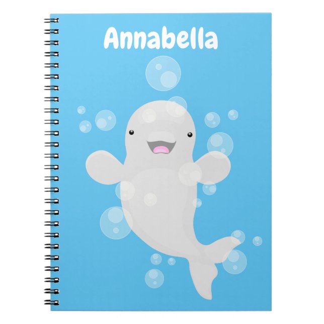 Niedliche Beluga-Wal-Blasen Cartoon-Abbildung Notizblock (Vorderseite)