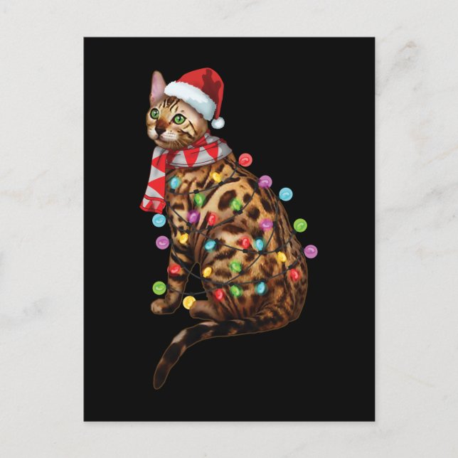 Niedliche Bengalische Katze Funny Christmas Weihna Postkarte (Vorderseite)