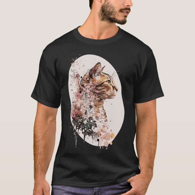 Niedliche Bengalische Katze Japanischer Cherry Blo T-Shirt (Vorderseite)