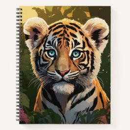 Niedliche Bengalische Tiger-Cube im Wald Notizbuch