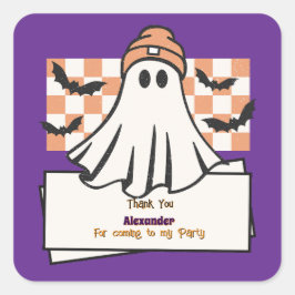 Niedliche Benutzerdefiniert Danke Halloween Ghost Quadratischer Aufkleber