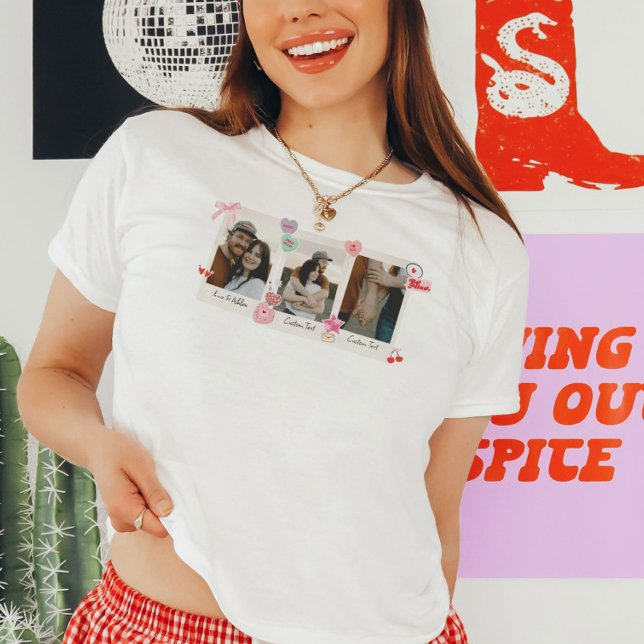 Niedliche benutzerdefinierte Fotos und Textübergab T-Shirt (Von Creator hochgeladen)