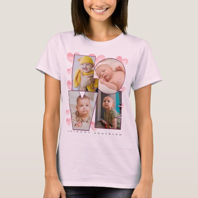 Niedliche benutzerdefinierte Liebe Vorlage Foto ro T-Shirt (Vorderseite)