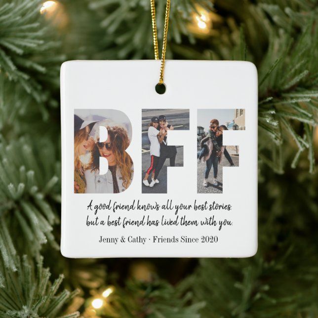 Niedliche BESTE FREUNDIN 3 Foto Collage Best Frien Keramikornament (Baum)