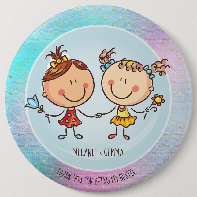 Niedliche BESTE FREUNDIN Besties Kawaii Geschenke  Button (Vorderseite)