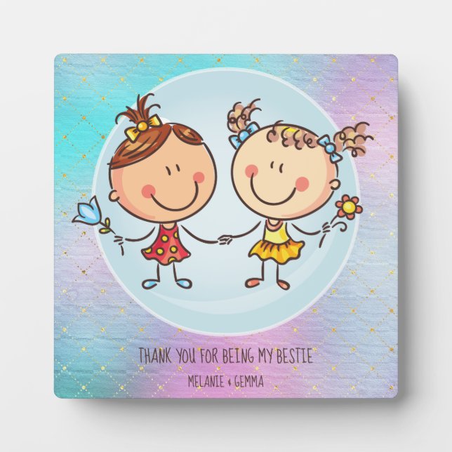 Niedliche BESTE FREUNDIN Besties Kawaii Geschenke  Fotoplatte (Vorderseite)