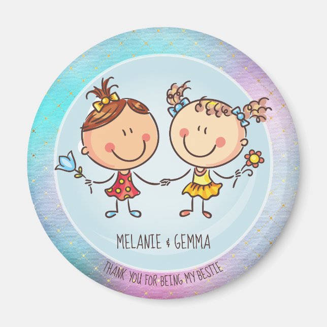 Niedliche BESTE FREUNDIN Besties Kawaii Geschenke  Magnet (Vorne)