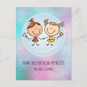 Niedliche BESTE FREUNDIN Besties Kawaii Geschenke  Postkarte