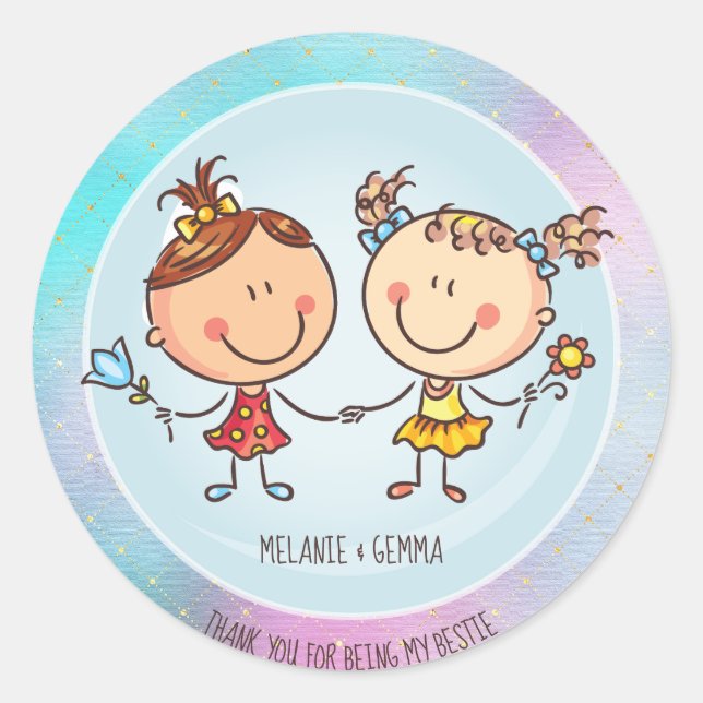 Niedliche BESTE FREUNDIN Besties Kawaii Geschenke  Runder Aufkleber (Vorderseite)