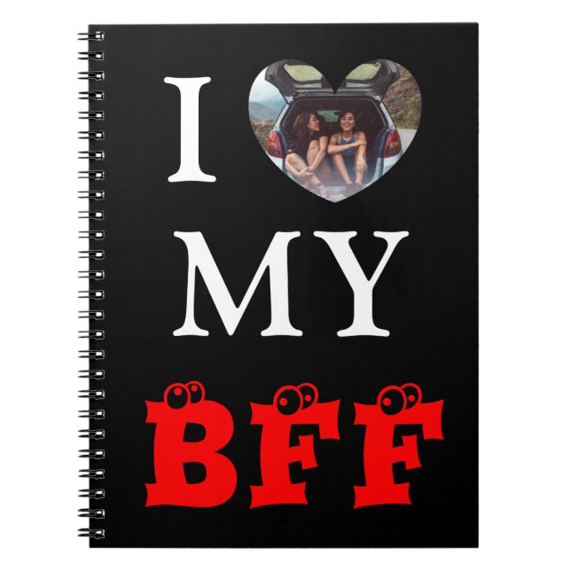 Niedliche BESTE FREUNDIN des Black Red Heart Fotos Notizblock (Vorderseite)