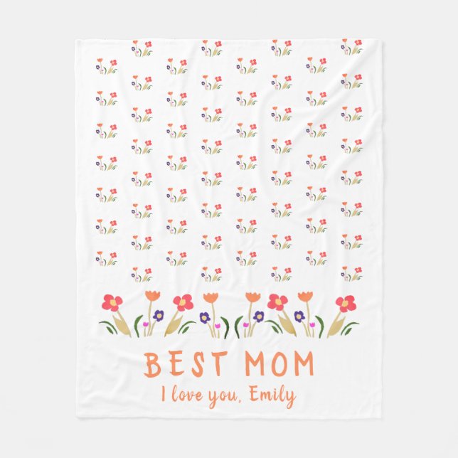 Niedliche beste Mama Blume Muttertag Fleecedecke (Vorderseite)