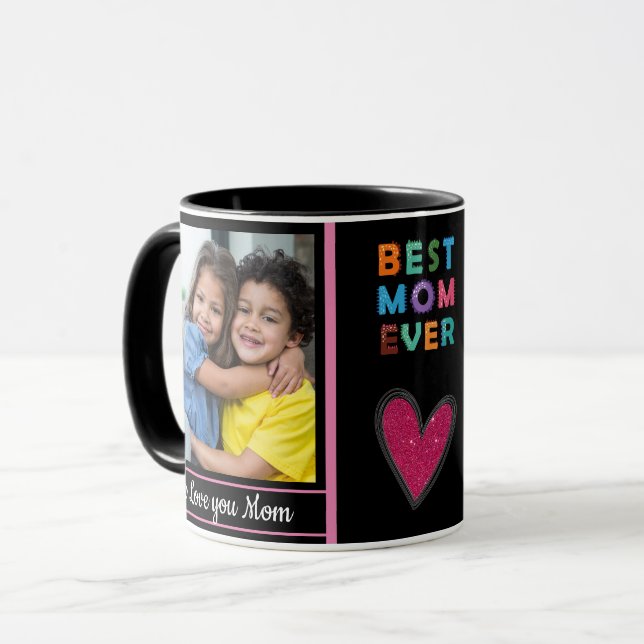 Niedliche beste Mama je Foto Tasse (Vorderseite Links)