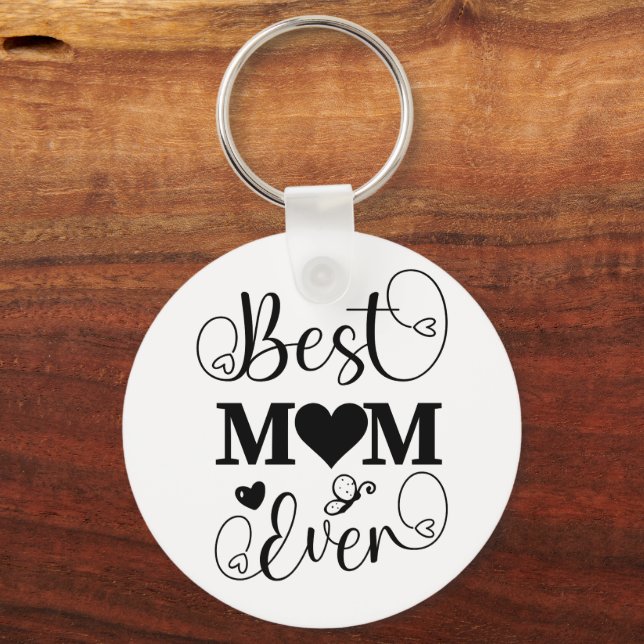 Niedliche Beste Mama je Typografie Schlüsselanhänger (Vorderseite)