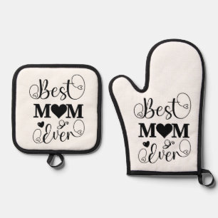 Niedliche beste Mama je Typografie Script Mütter T Ofenhandschuh & Topflappen-Set