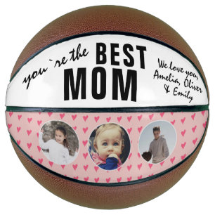 Niedliche Beste Mama Rosa Herz 3 FotoCollage Basketball