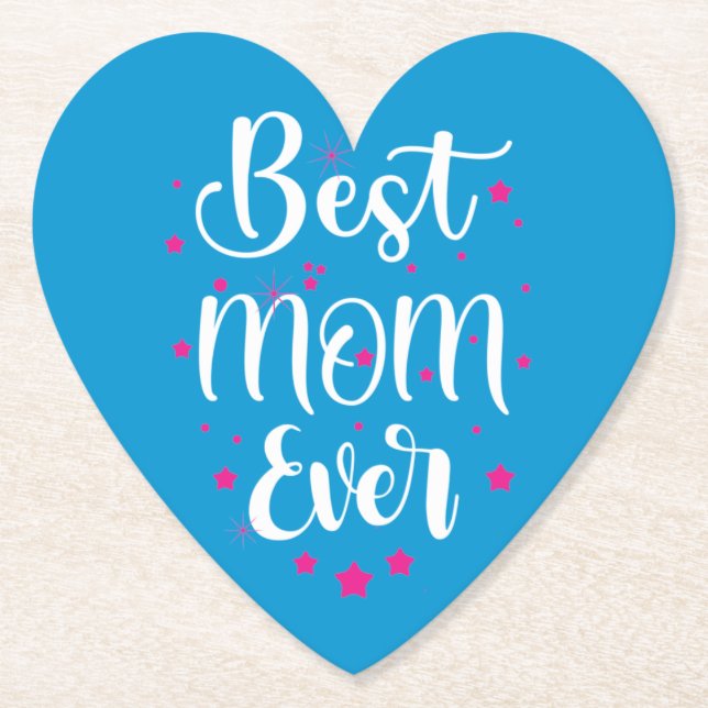 Niedliche beste Mama Text und kleine Sterne Untersetzer (Vorderseite)