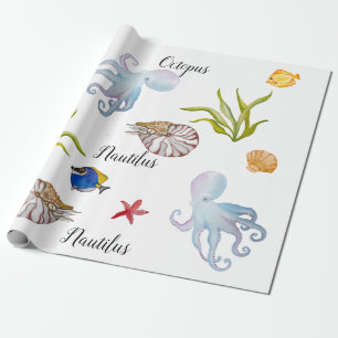 Niedliche Bewohner des Meeresbodens Geschenkpapier