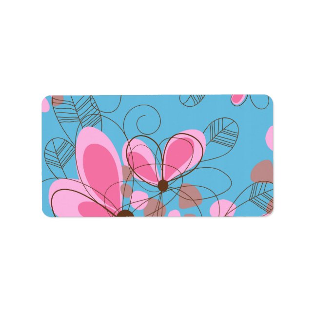 Niedliche, bezaubernde, mädchenhafte Blume Adressaufkleber (Vorne)