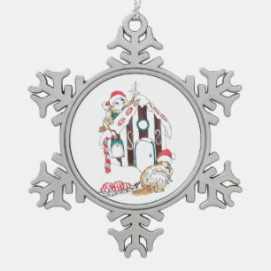 Niedliche Biber Chalet Weihnachten Schneeflocken Zinn-Ornament