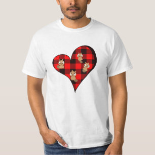 Niedliche Biber im Herzen mit Buffalo Kariert T-Shirt