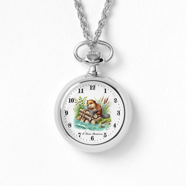 Niedliche Biberfreunde Armbanduhr (Vorderseite)