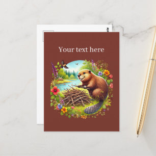 Niedliche Biberliebhaber fügen Text hinzu Postkarte