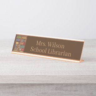Niedliche Bibliothekarische Add-Name-Klasse Schrei Schreibtischnamensplakette