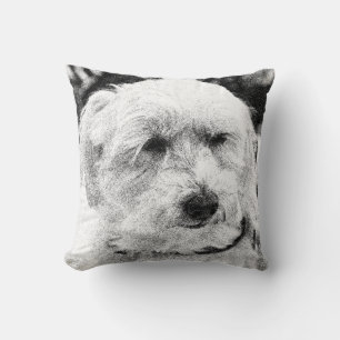 Niedliche Bichon Hunde Gesichtspferd Sketch Liebli Kissen