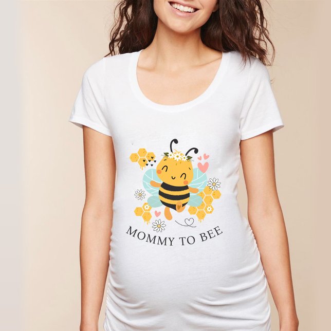 Niedliche Biene Mami zum Schwangerschaftsabbruch e T-Shirt (Cute bee Mommy to be pregnancy reveal baby shower T-Shirt)