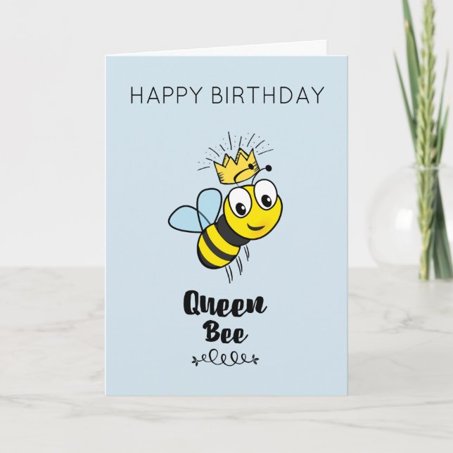 Niedliche Biene mit Crown Happy Birthday Karte (Vorderseite)