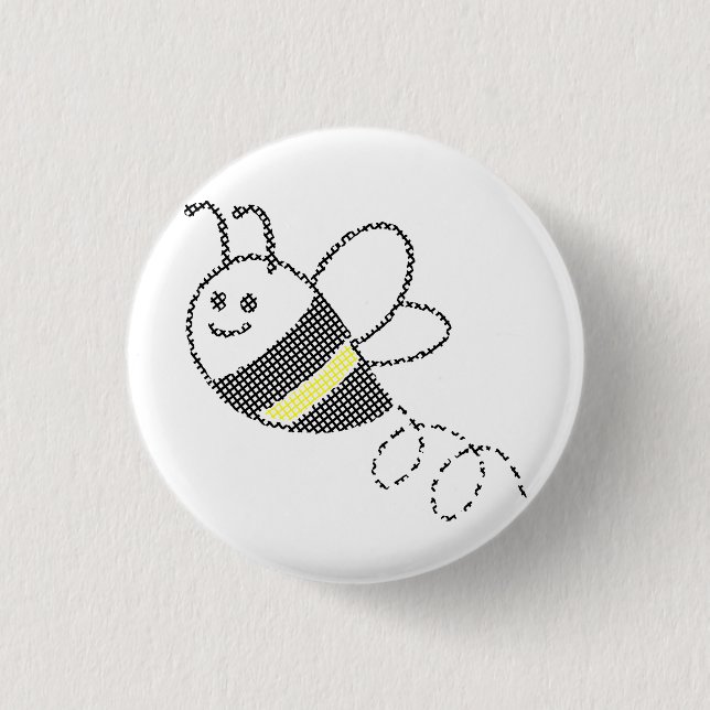 Niedliche Biene mit Kreuzstich-Muster Button (Vorderseite)