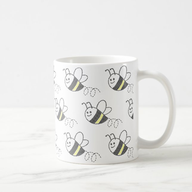 Niedliche Biene mit Kreuzstich-Muster Kaffeetasse (Rechts)