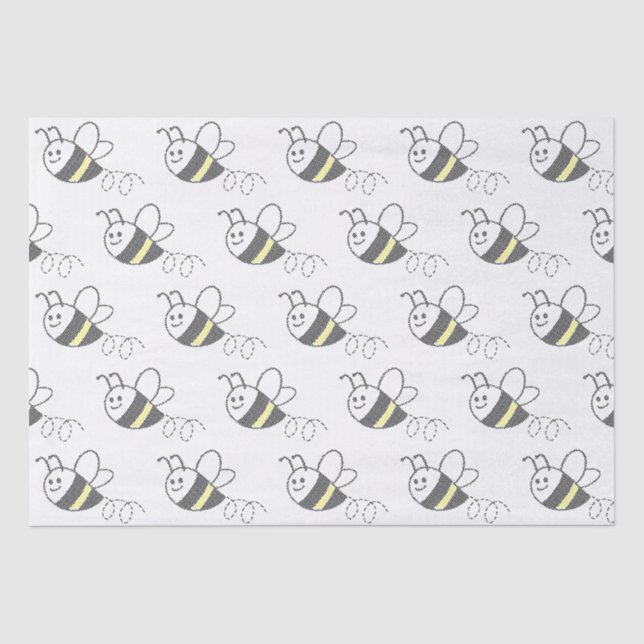 Niedliche Biene mit Kreuzstich-Muster Seidenpapier (Vorderseite)